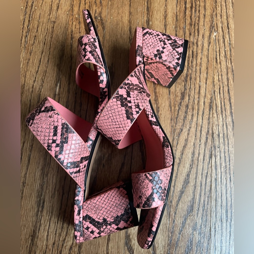 Topshop pink snakeskin print mule sandals. Worn. size 38